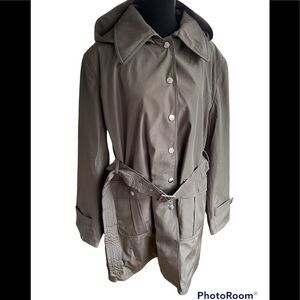 New with tags Lilac Bloom by Jennifer Tsai dark gray belted trench coat sz 2XL.